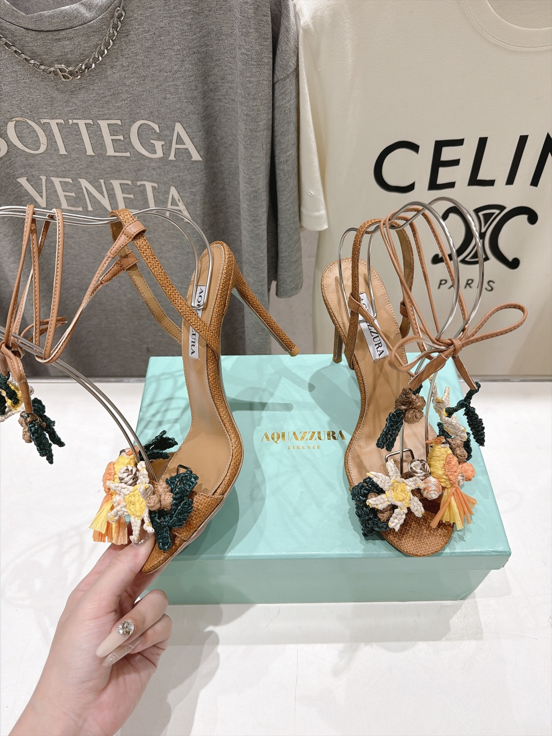 高版本出厂  「ᴀqᴜᴀᴢᴢᴜʀᴀ」AQUAZZURA/菠萝F072 2026ss新款海洋风编织配饰高跟鞋凉鞋 ____
