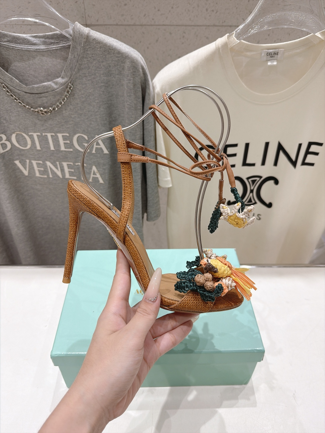 高版本出厂  「ᴀqᴜᴀᴢᴢᴜʀᴀ」AQUAZZURA/菠萝F072 2026ss新款海洋风编织配饰高跟鞋凉鞋 ____