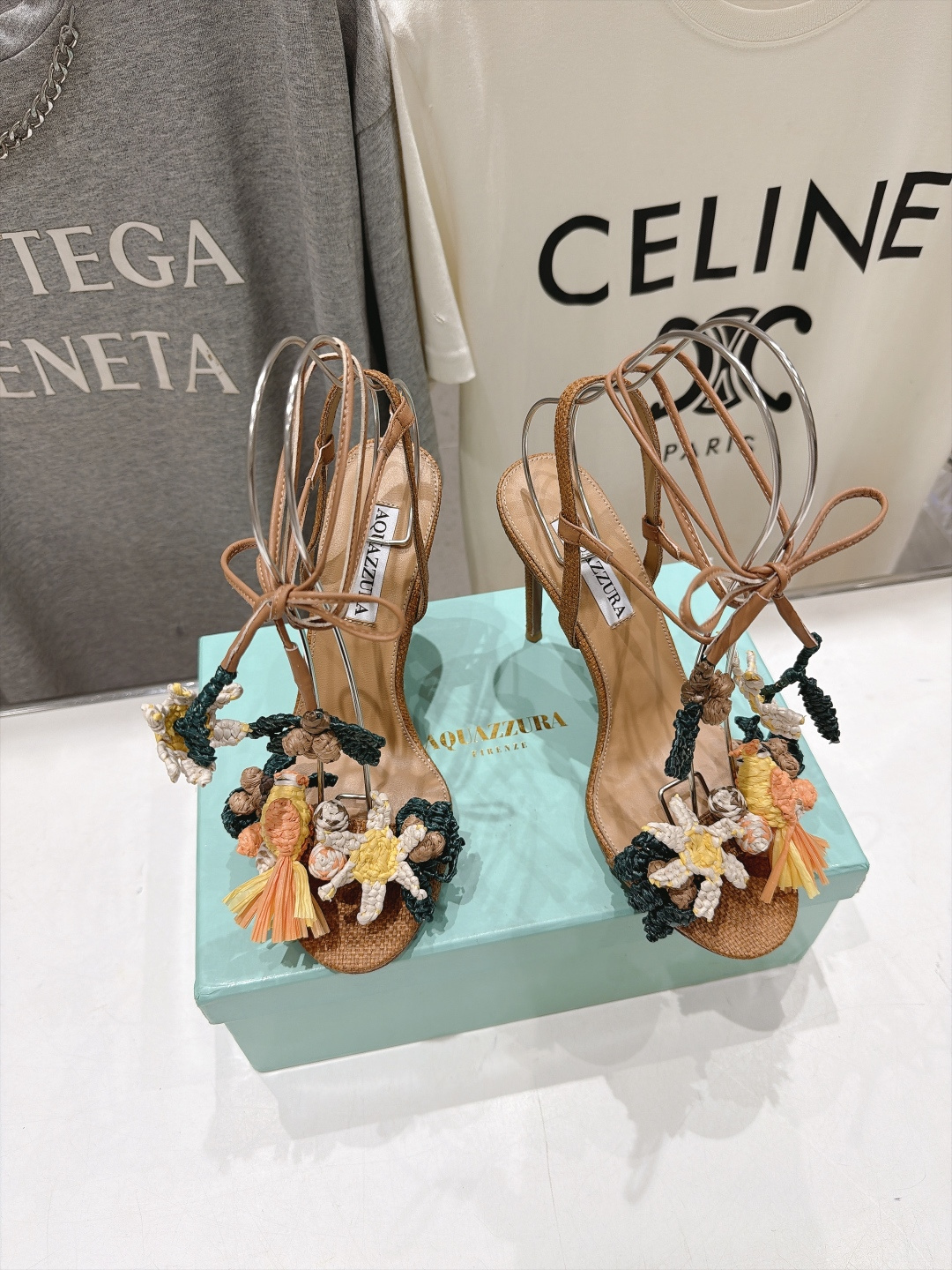 高版本出厂  「ᴀqᴜᴀᴢᴢᴜʀᴀ」AQUAZZURA/菠萝F072 2026ss新款海洋风编织配饰高跟鞋凉鞋 ____