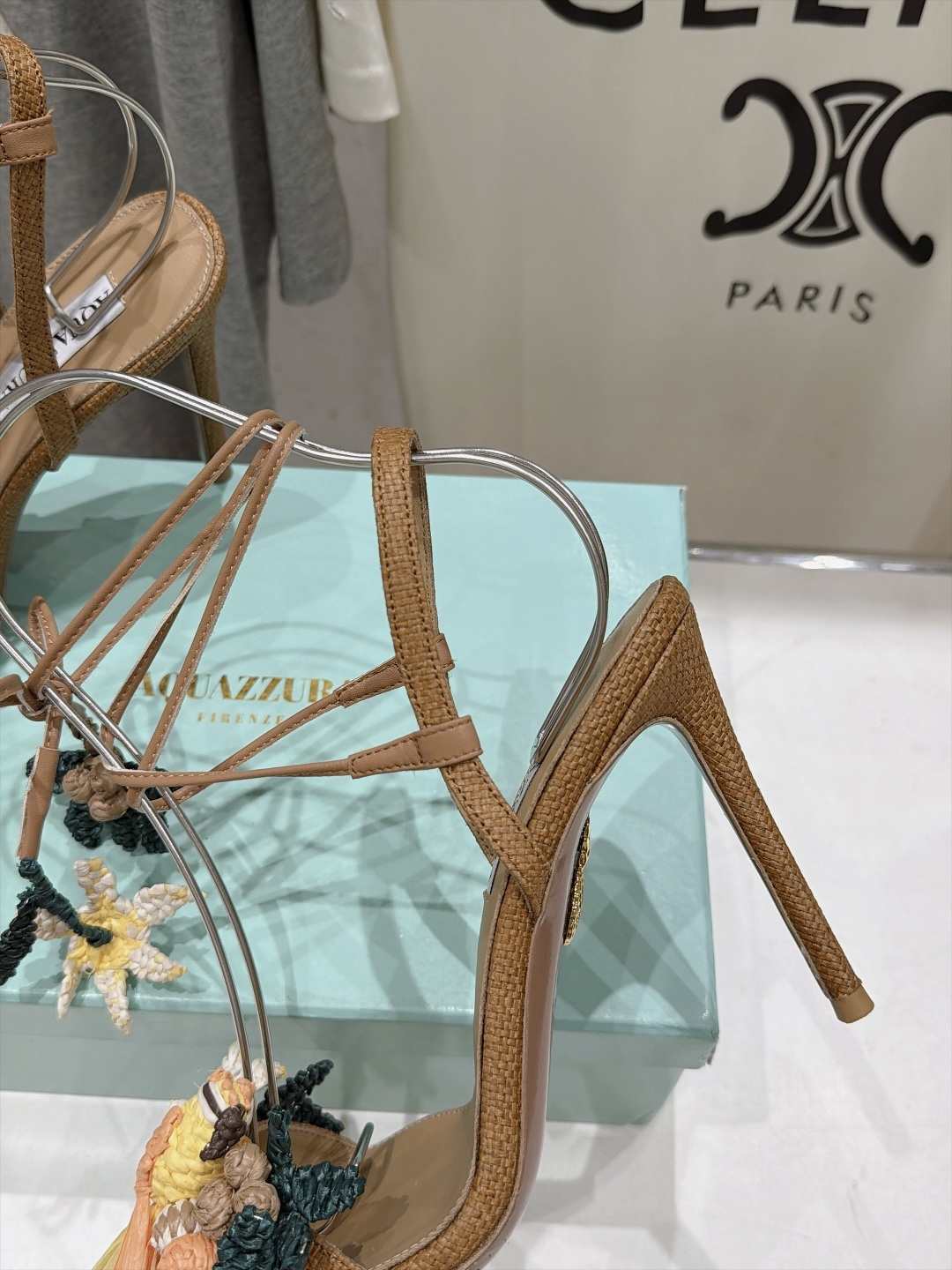高版本出厂  「ᴀqᴜᴀᴢᴢᴜʀᴀ」AQUAZZURA/菠萝F072 2026ss新款海洋风编织配饰高跟鞋凉鞋 ____