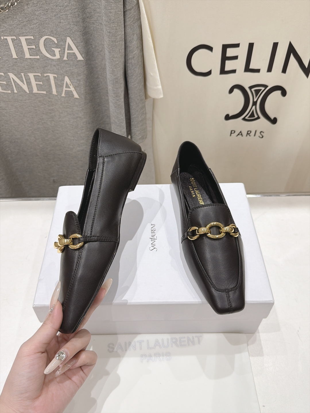 高版本出厂  SAINT LAURENT*圣罗兰F061 ysl 26ss全新走秀款玛丽珍平底鞋单鞋~可踩后跟 唯有YS