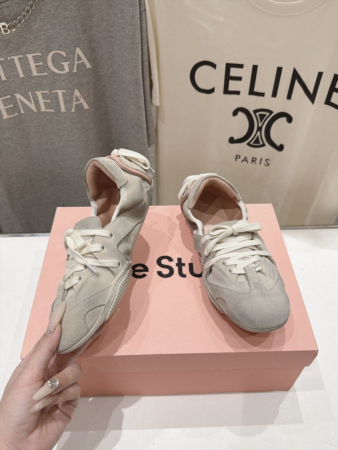 高版本出厂  Acne Studio F053 26ss新款平底慵懒风做旧休闲鞋芭蕾舞鞋  【市场顶级版本】 麂皮与亮面