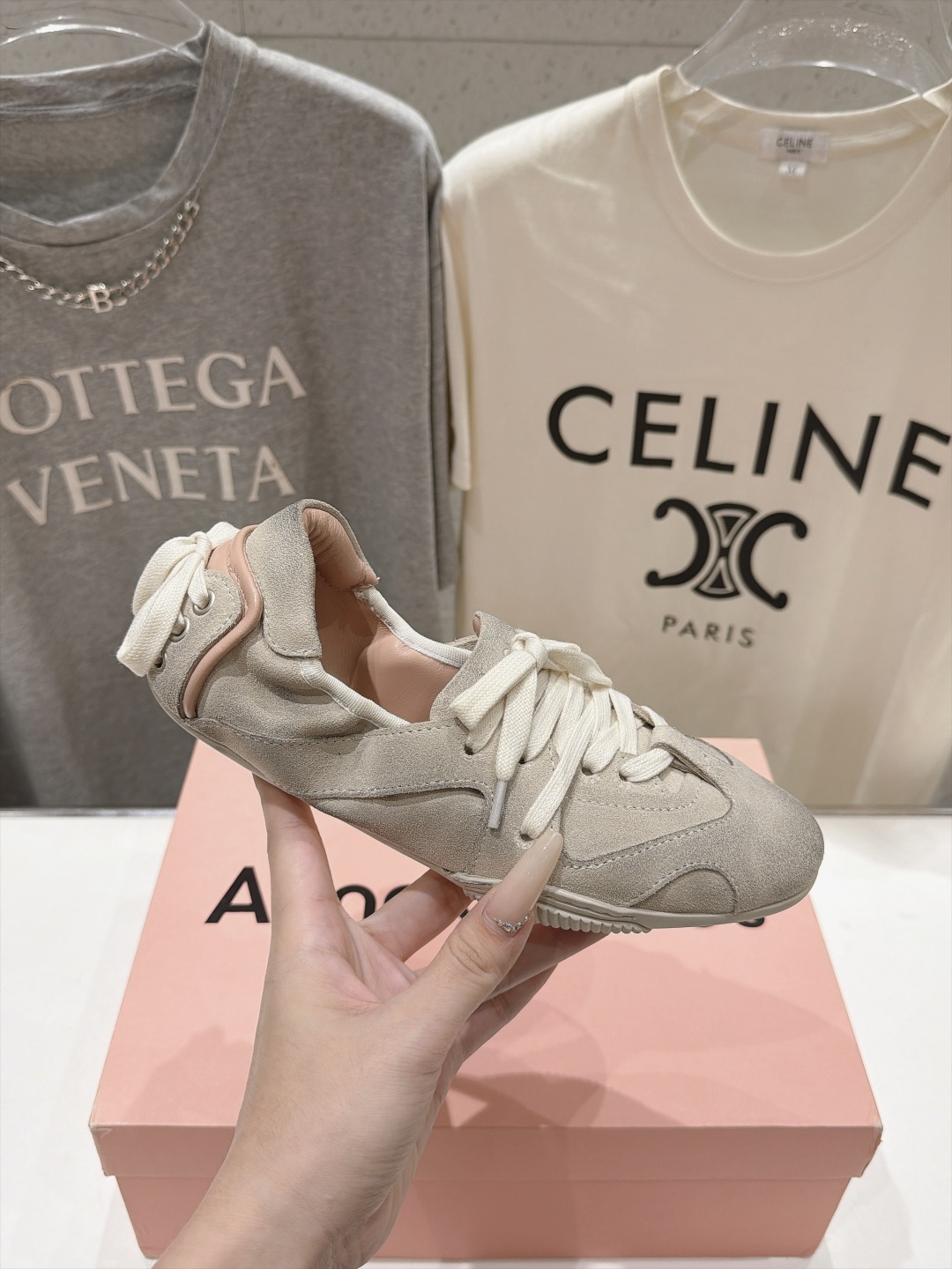 高版本出厂  Acne Studio F053 26ss新款平底慵懒风做旧休闲鞋芭蕾舞鞋  【市场顶级版本】 麂皮与亮面