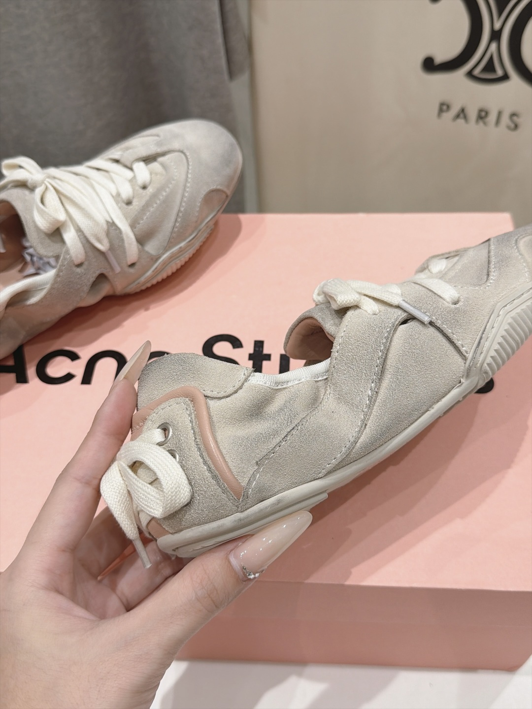 高版本出厂  Acne Studio F053 26ss新款平底慵懒风做旧休闲鞋芭蕾舞鞋  【市场顶级版本】 麂皮与亮面