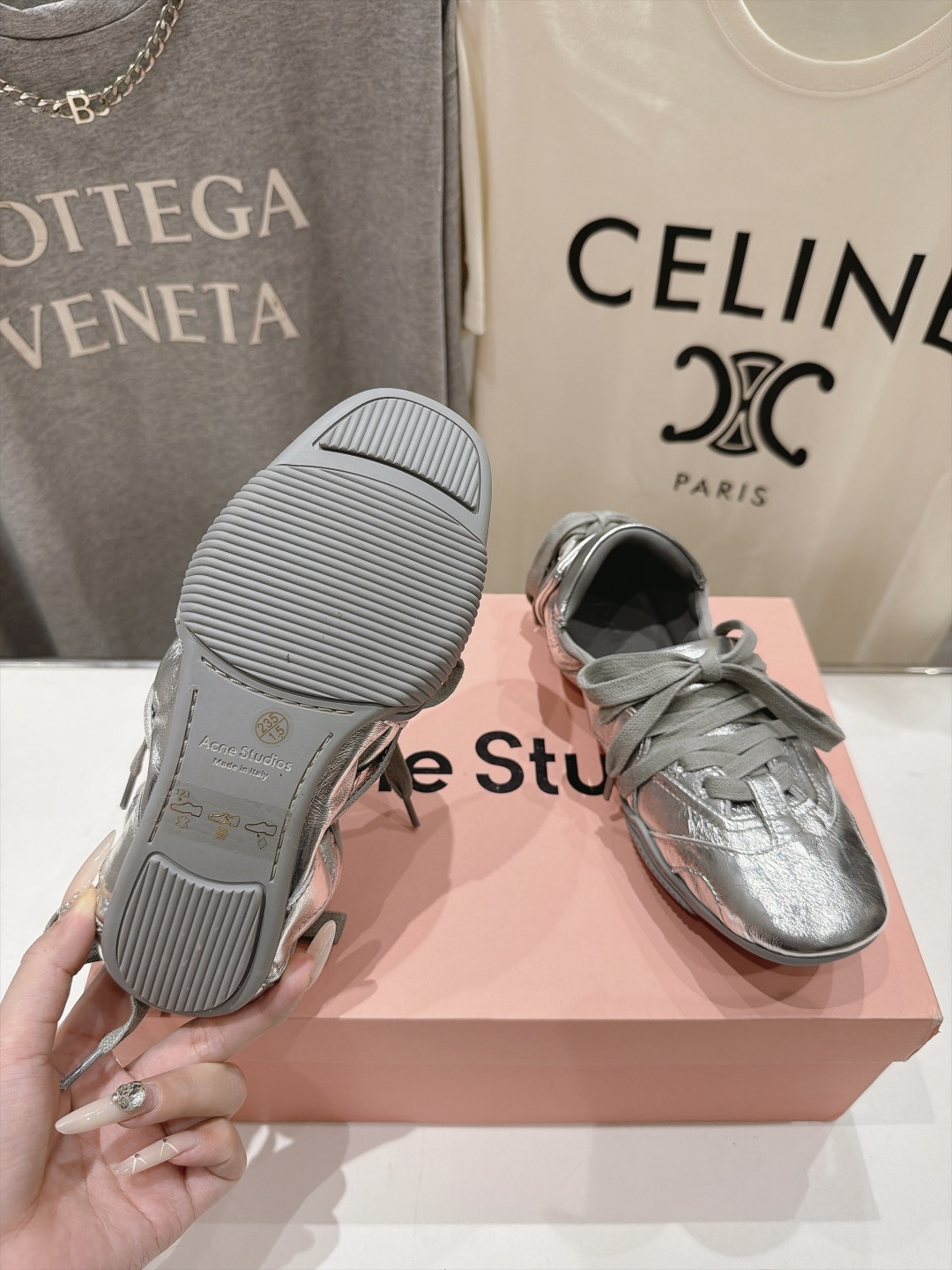 高版本出厂  Acne Studio F053 26ss新款平底慵懒风做旧休闲鞋芭蕾舞鞋  【市场顶级版本】 麂皮与亮面