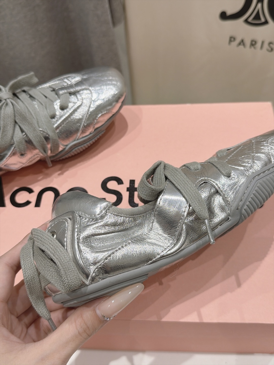 高版本出厂  Acne Studio F053 26ss新款平底慵懒风做旧休闲鞋芭蕾舞鞋  【市场顶级版本】 麂皮与亮面