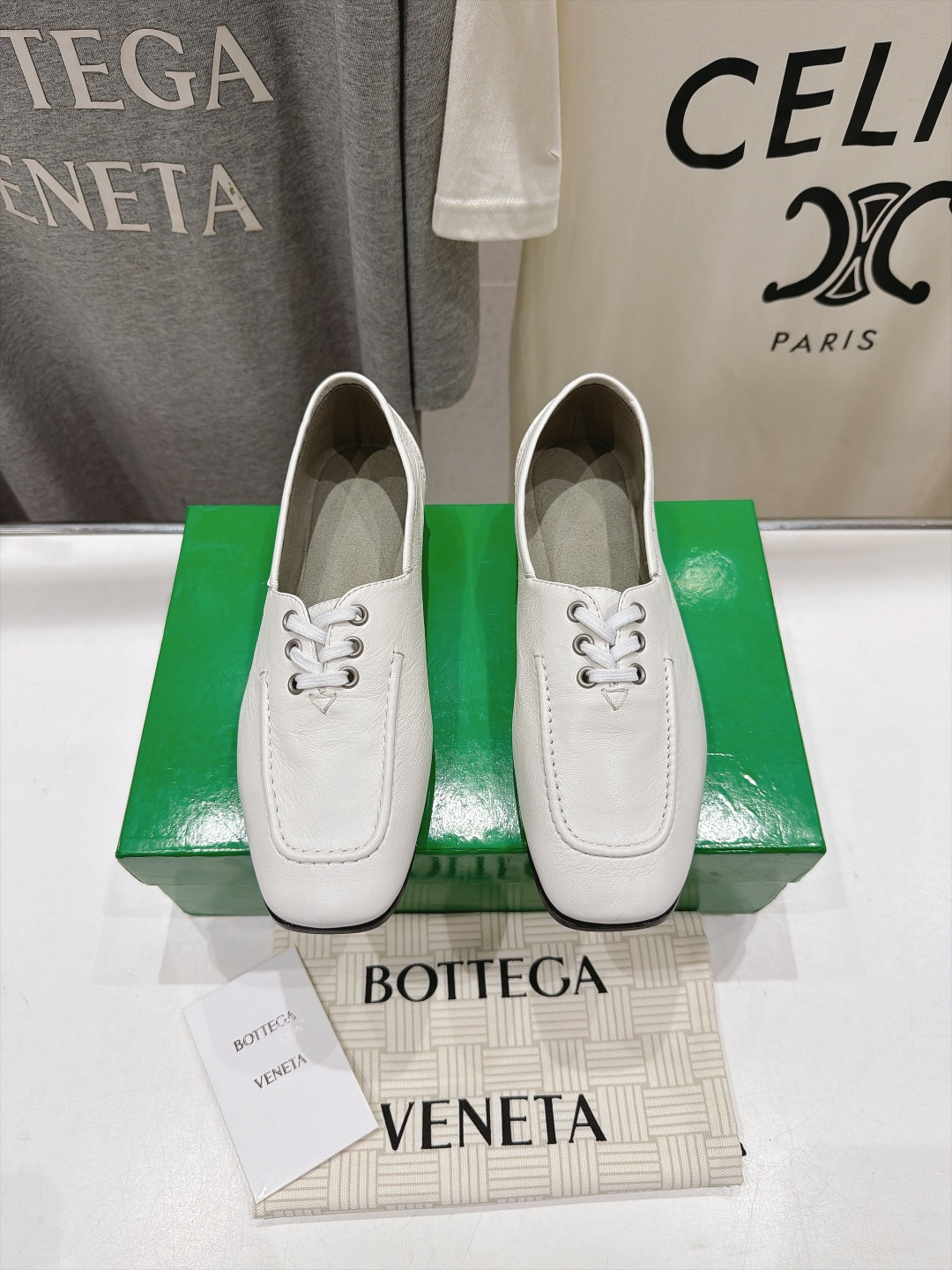 Bottega Veneta White Lace Detail Loafers