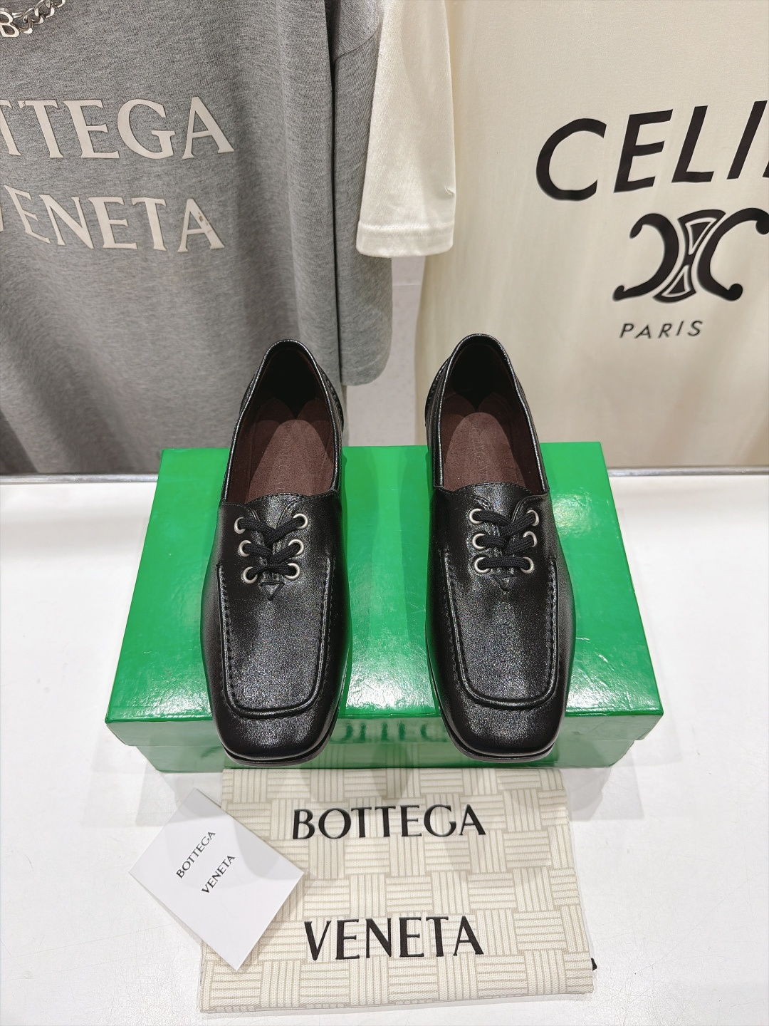Bottega Veneta Black Lace Detail Loafers
