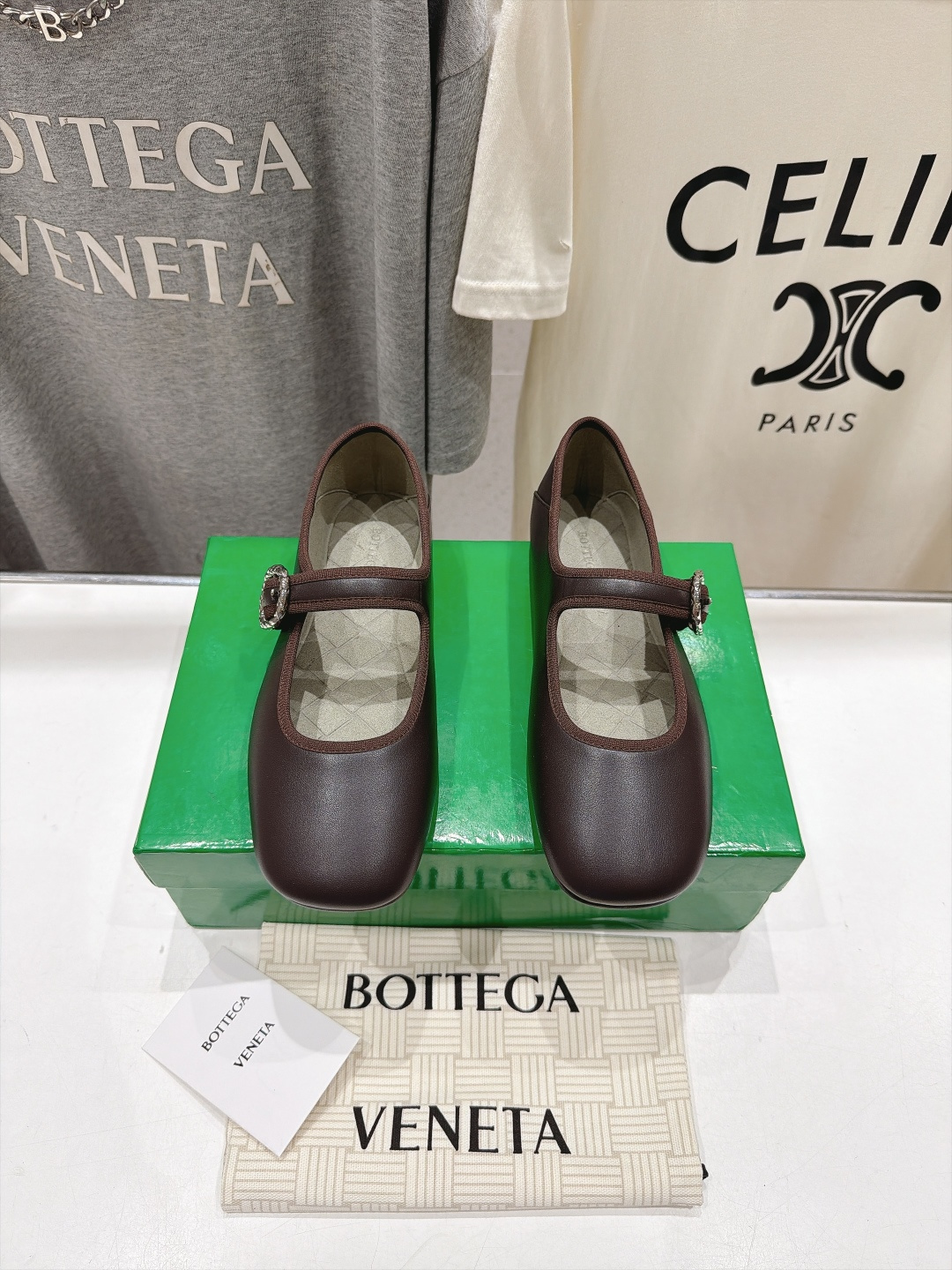 Bottega Veneta Brown Mary Jane Flats