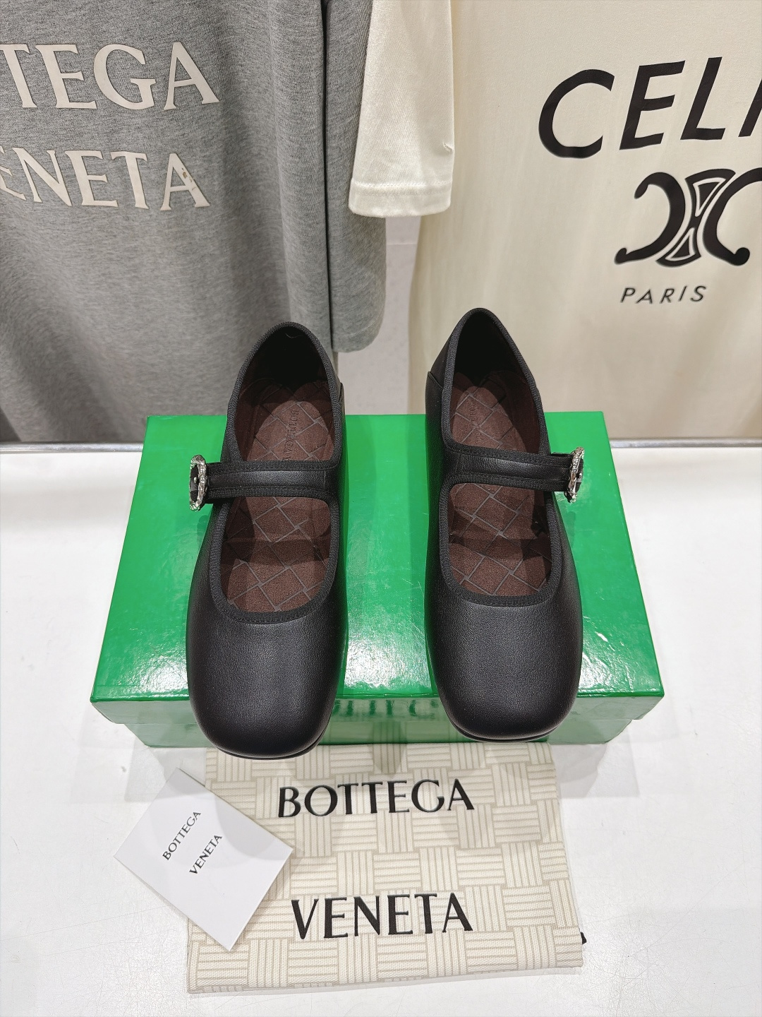 Bottega Veneta Black Mary Jane Flats