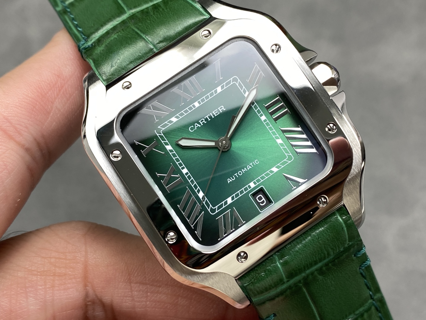 Cartier Santos Large Model Green Dial Automatic Men's Watch with Leather Strap 3 cmp i1745178707134 2622 0 1