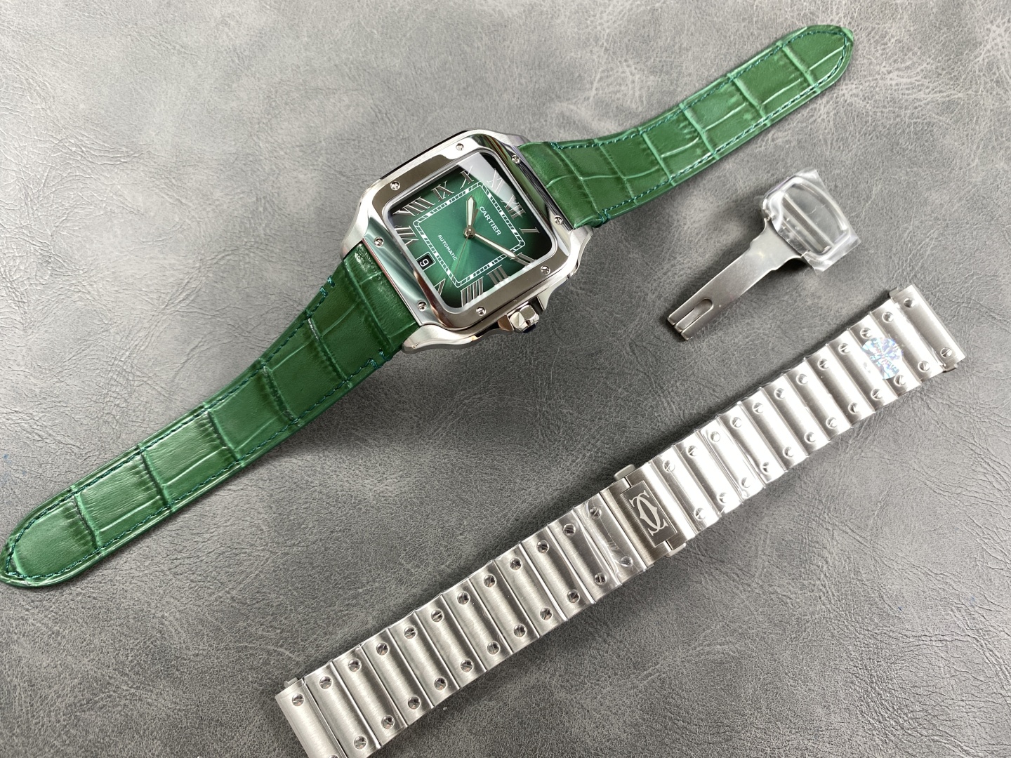 Cartier Santos Large Model Green Dial Automatic Men's Watch with Leather Strap 10 cmp i1745178712671 5201 0 8