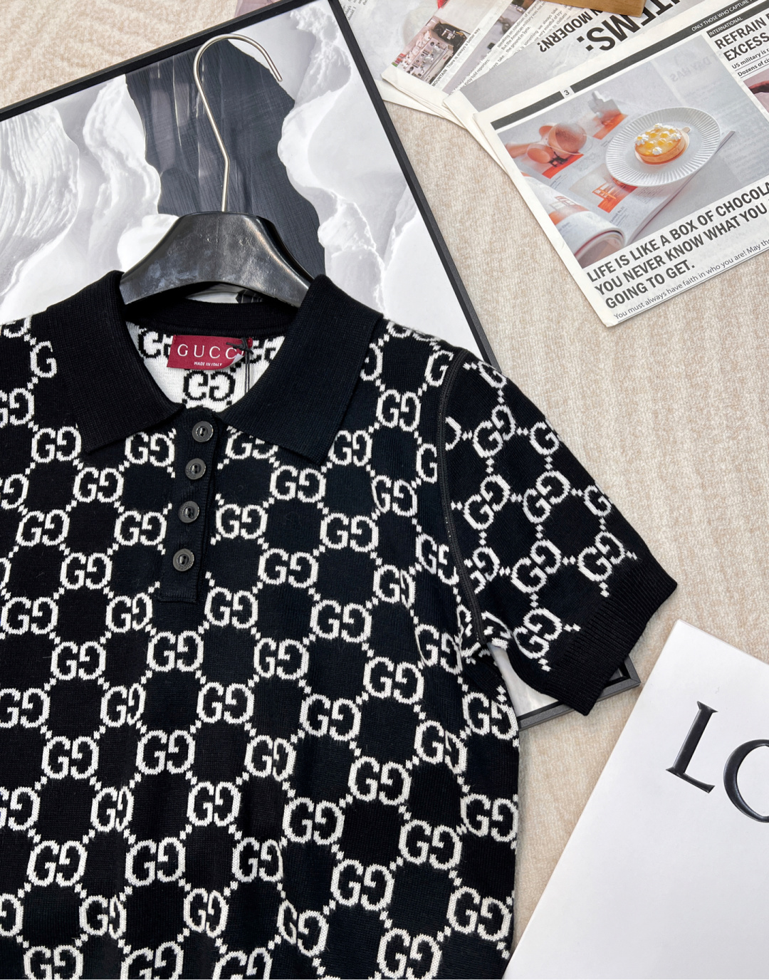 🆕Gucci2025早春新款两面穿提花𝑝𝑜𝑙𝑜短袖上衣，定制YB羊毛针织材质 细腻柔软 透气舒适 精致翻