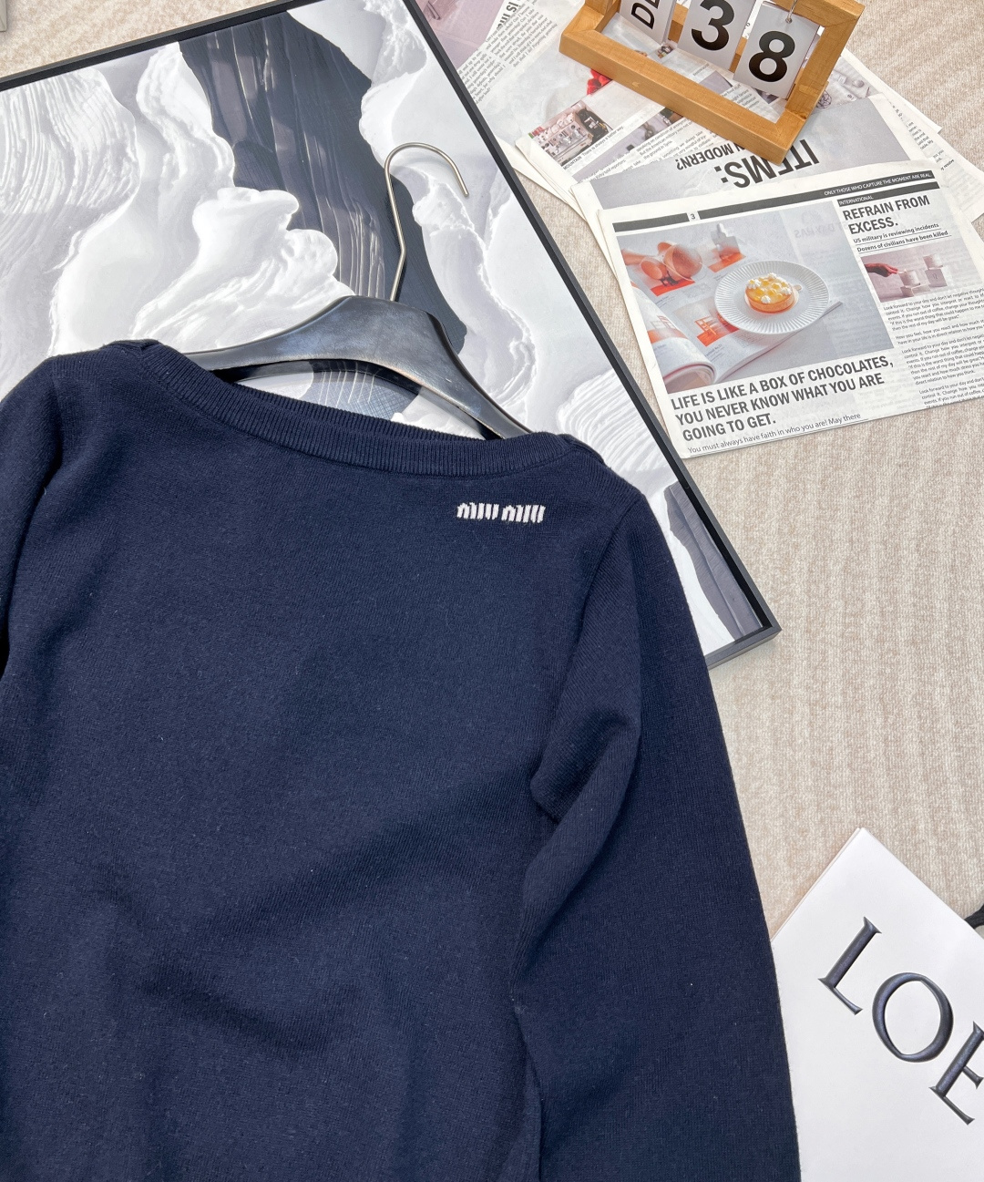 🆕Miumiu25Ss早春新款 微标羊毛一字肩长袖上衣丨⚠独家yb开发！高版出品！miu家一如既往的高级