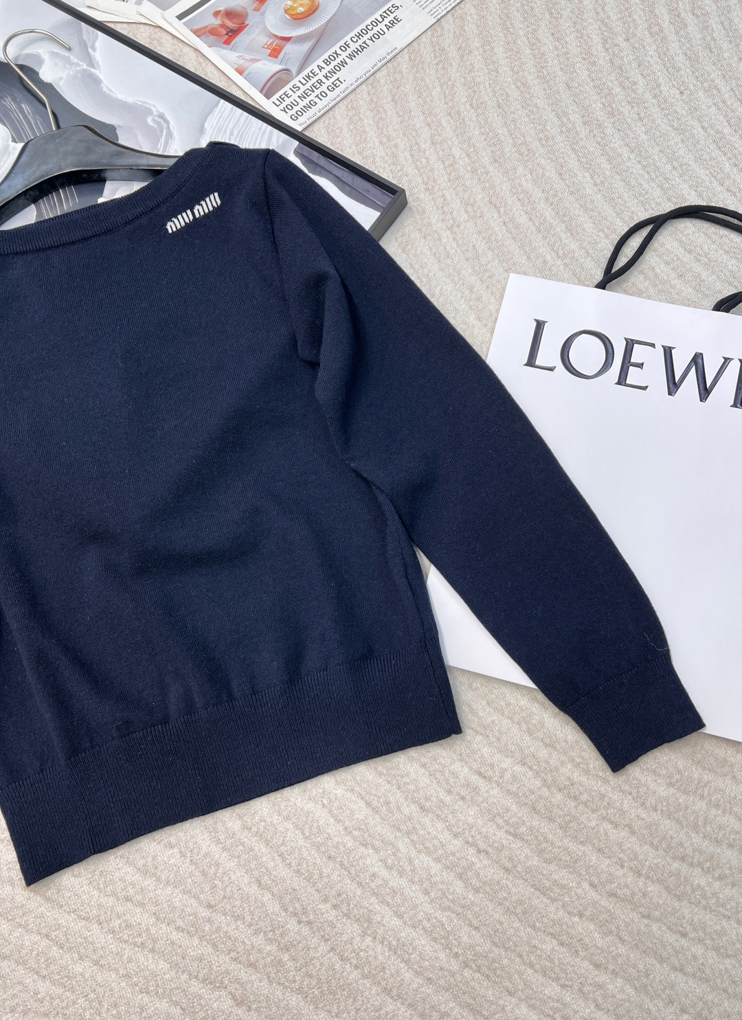 🆕Miumiu25Ss早春新款 微标羊毛一字肩长袖上衣丨⚠独家yb开发！高版出品！miu家一如既往的高级