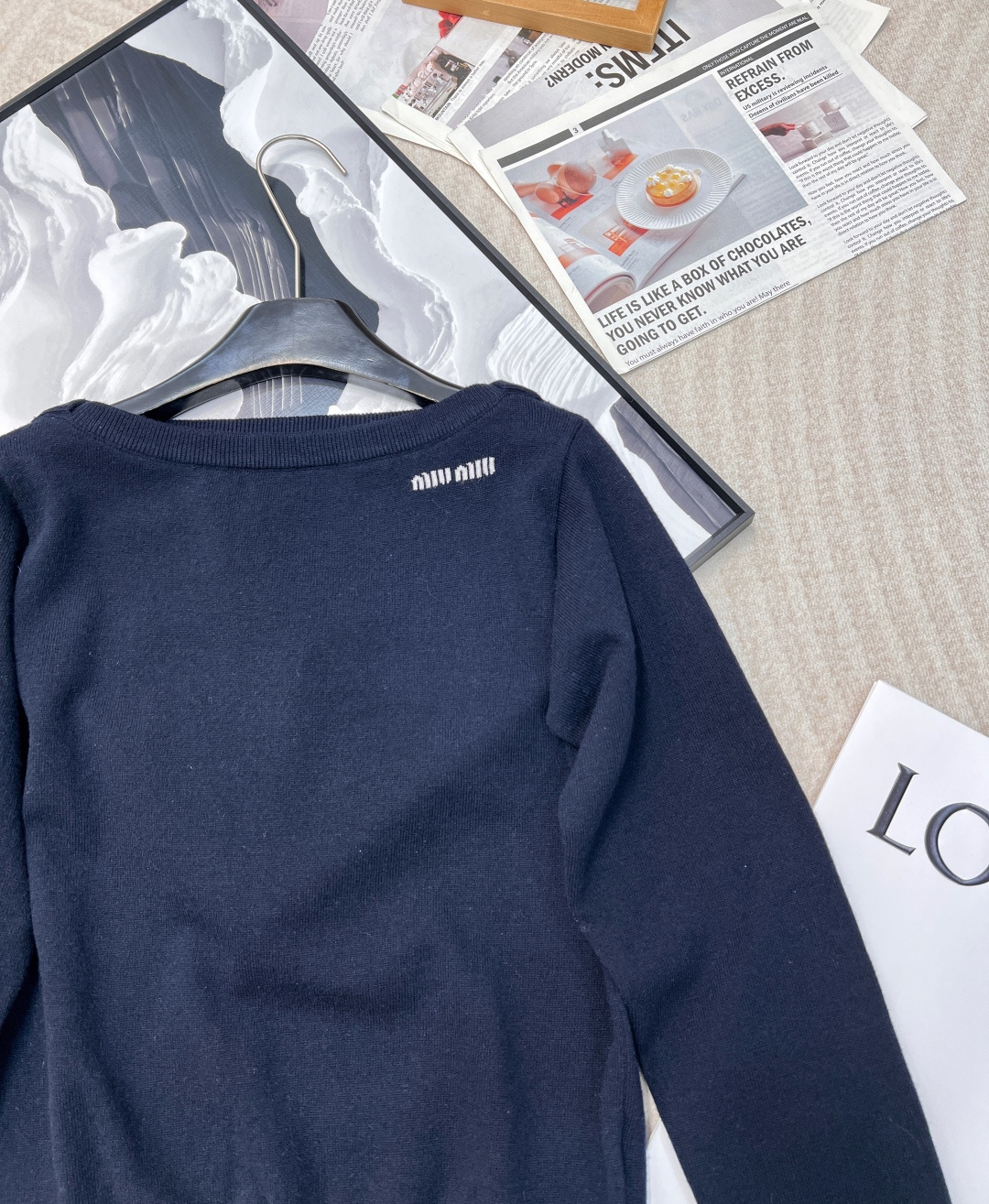 🆕Miumiu25Ss早春新款 微标羊毛一字肩长袖上衣丨⚠独家yb开发！高版出品！miu家一如既往的高级