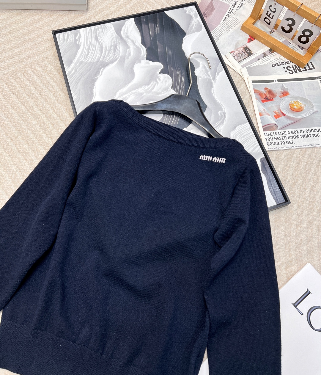 🆕Miumiu25Ss早春新款 微标羊毛一字肩长袖上衣丨⚠独家yb开发！高版出品！miu家一如既往的高级