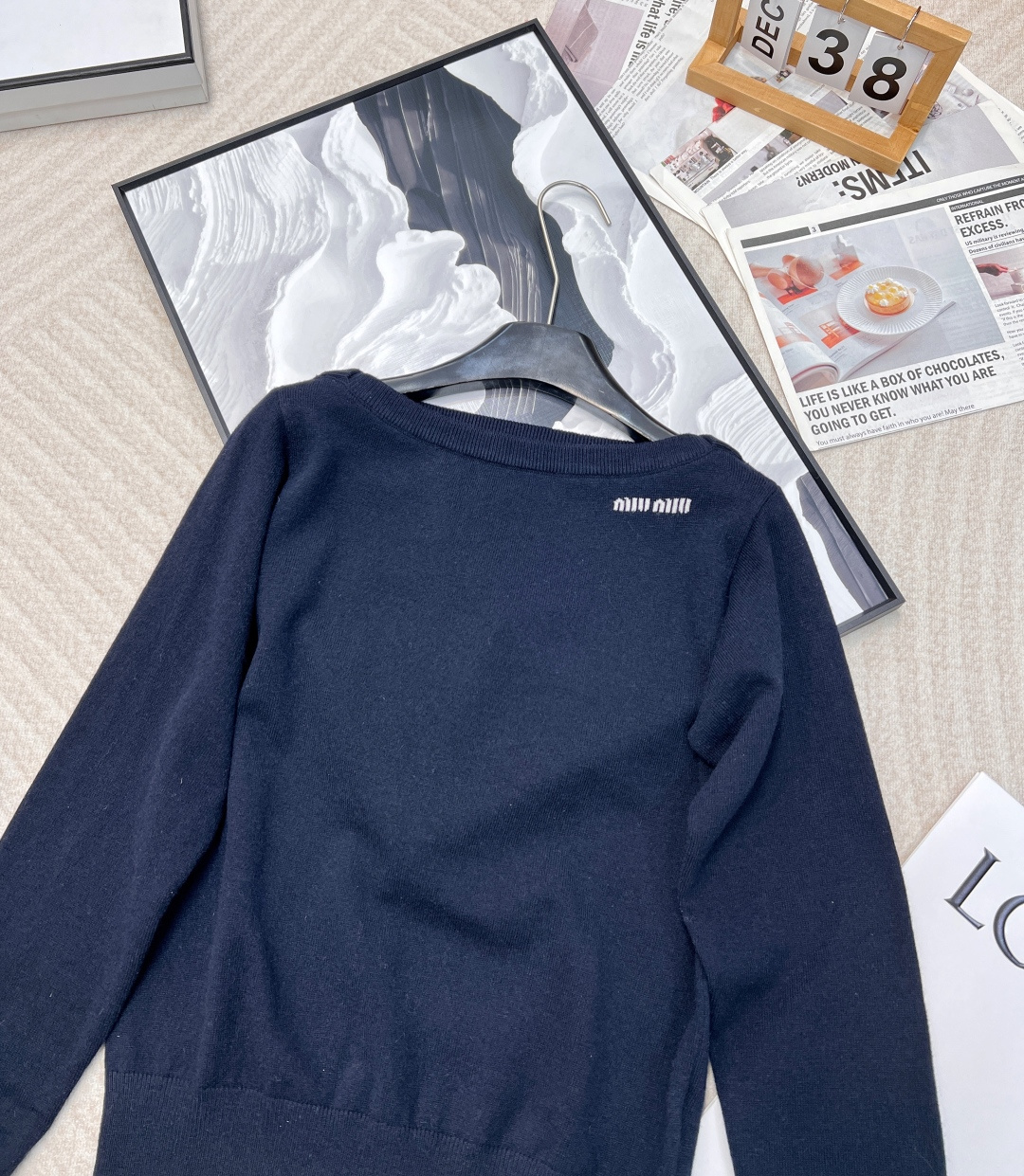 🆕Miumiu25Ss早春新款 微标羊毛一字肩长袖上衣丨⚠独家yb开发！高版出品！miu家一如既往的高级