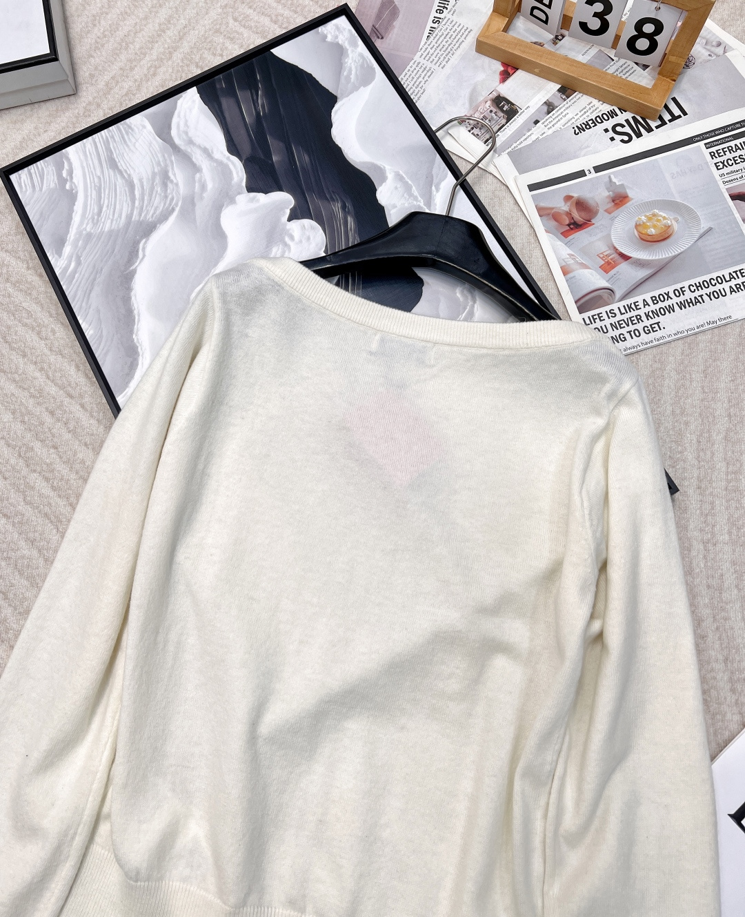 🆕Miumiu25Ss早春新款 微标羊毛一字肩长袖上衣丨⚠独家yb开发！高版出品！miu家一如既往的高级