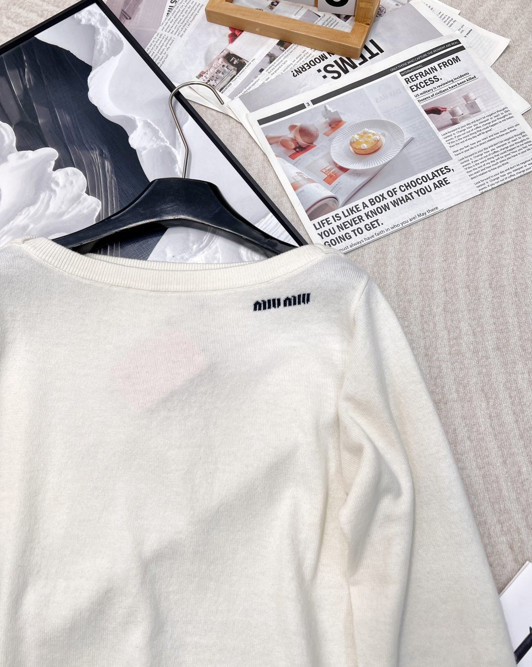 🆕Miumiu25Ss早春新款 微标羊毛一字肩长袖上衣丨⚠独家yb开发！高版出品！miu家一如既往的高级