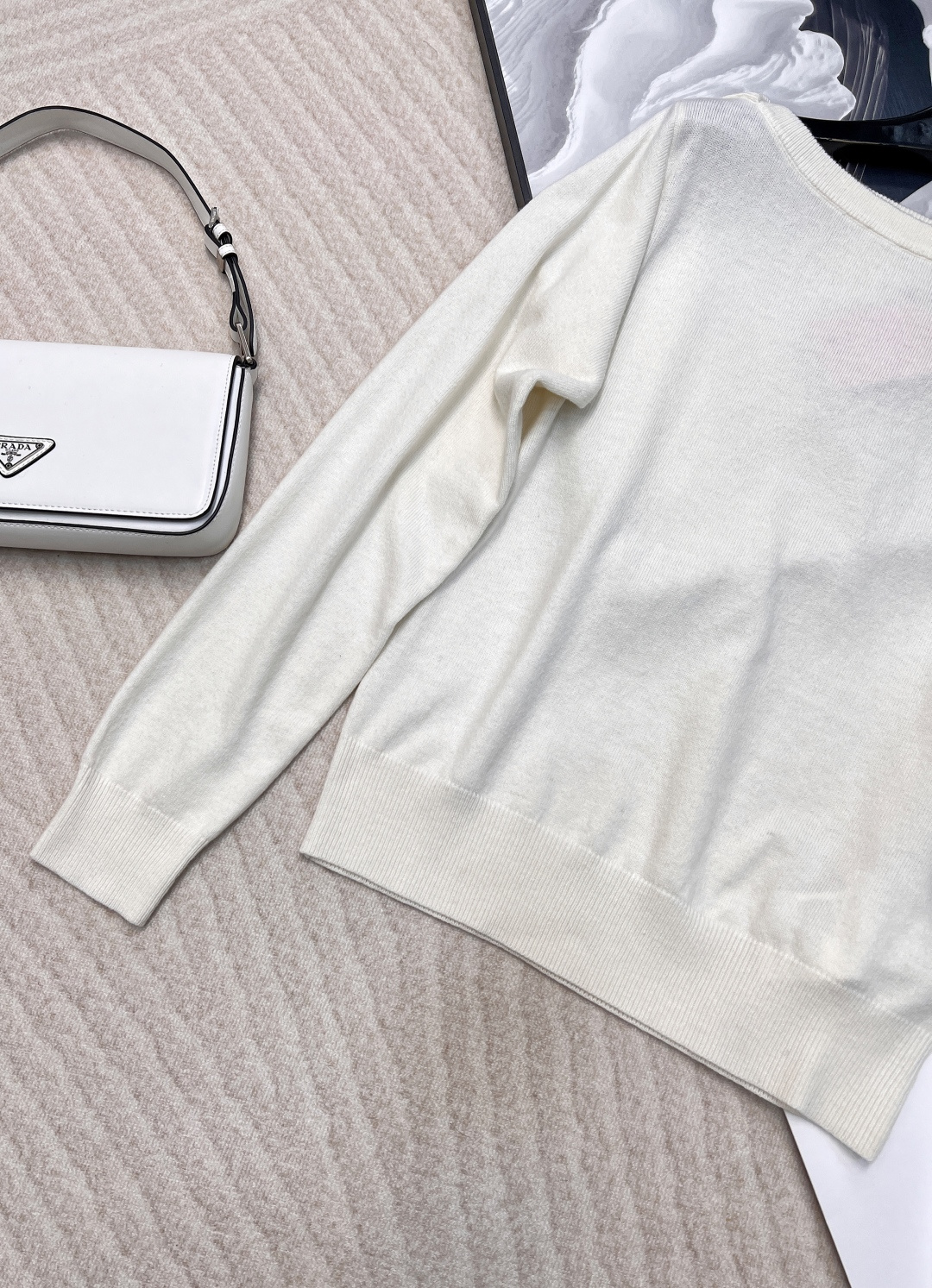 🆕Miumiu25Ss早春新款 微标羊毛一字肩长袖上衣丨⚠独家yb开发！高版出品！miu家一如既往的高级