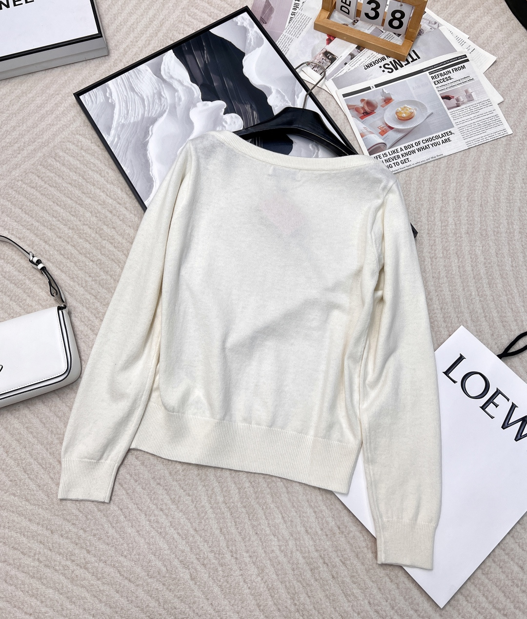 🆕Miumiu25Ss早春新款 微标羊毛一字肩长袖上衣丨⚠独家yb开发！高版出品！miu家一如既往的高级