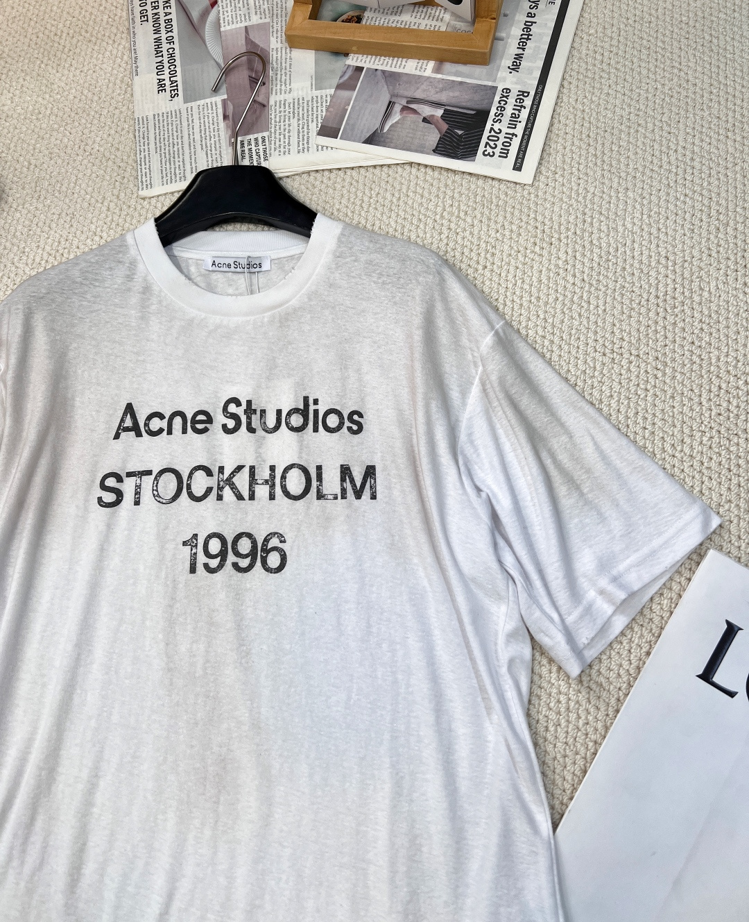 🆕夏季新款 Acne经典1996斯德哥尔摩做旧短袖T恤，水洗黑，领口磨破工艺，做旧复古印花，超薄棉面料，