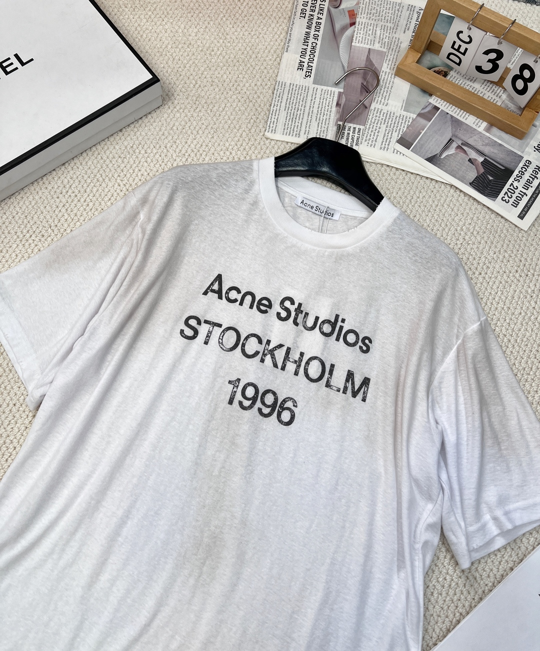 🆕夏季新款 Acne经典1996斯德哥尔摩做旧短袖T恤，水洗黑，领口磨破工艺，做旧复古印花，超薄棉面料，