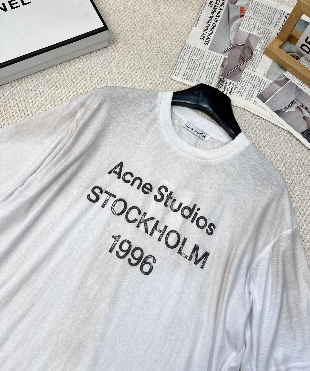 🆕夏季新款 Acne经典1996斯德哥尔摩做旧短袖T恤，水洗黑，领口磨破工艺，做旧复古印花，超薄棉面料，