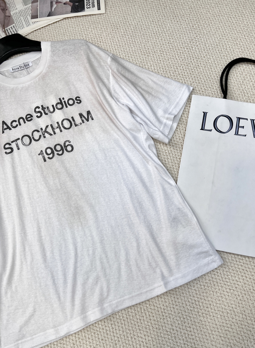 🆕夏季新款 Acne经典1996斯德哥尔摩做旧短袖T恤，水洗黑，领口磨破工艺，做旧复古印花，超薄棉面料，