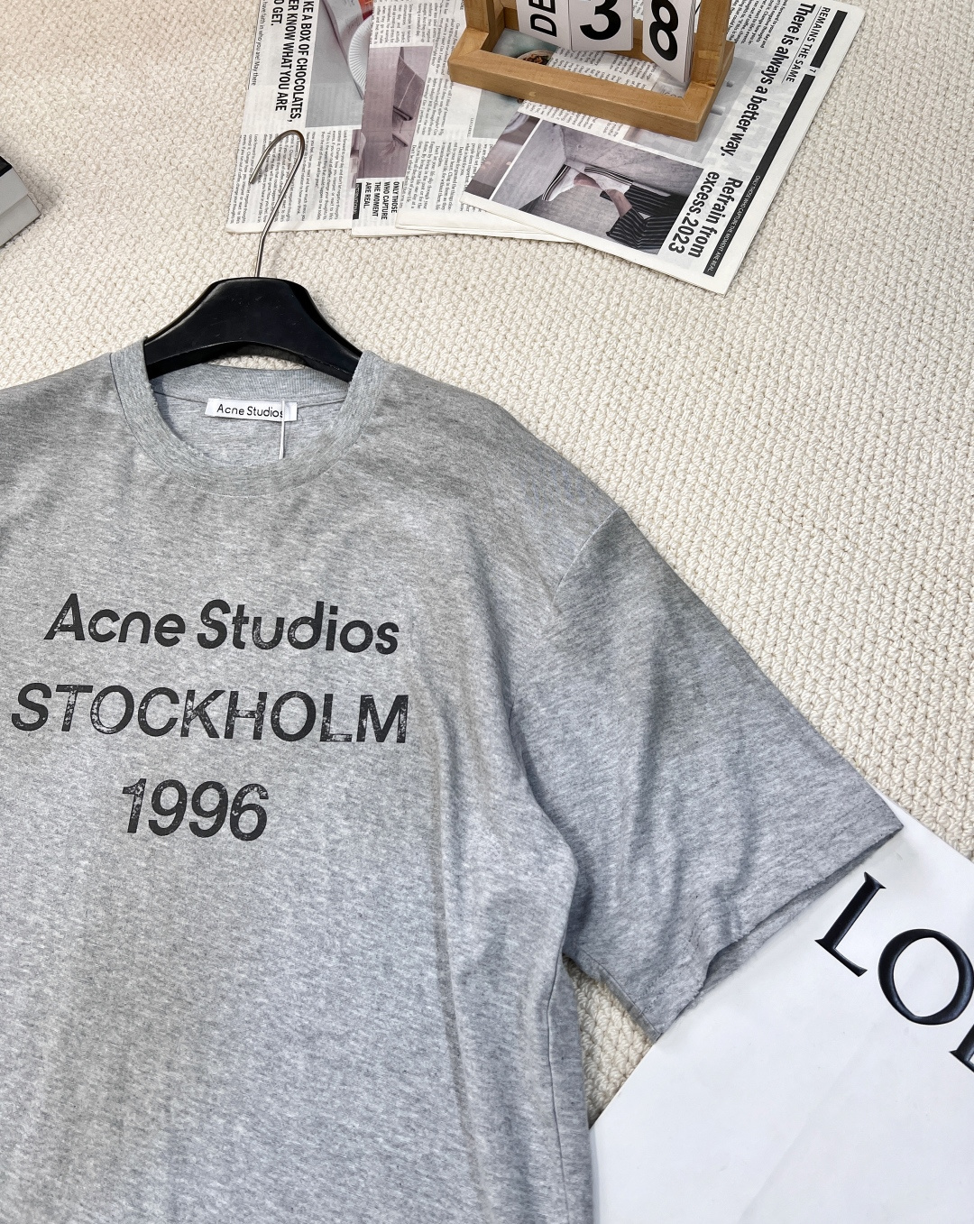 🆕夏季新款 Acne经典1996斯德哥尔摩做旧短袖T恤，水洗黑，领口磨破工艺，做旧复古印花，超薄棉面料，
