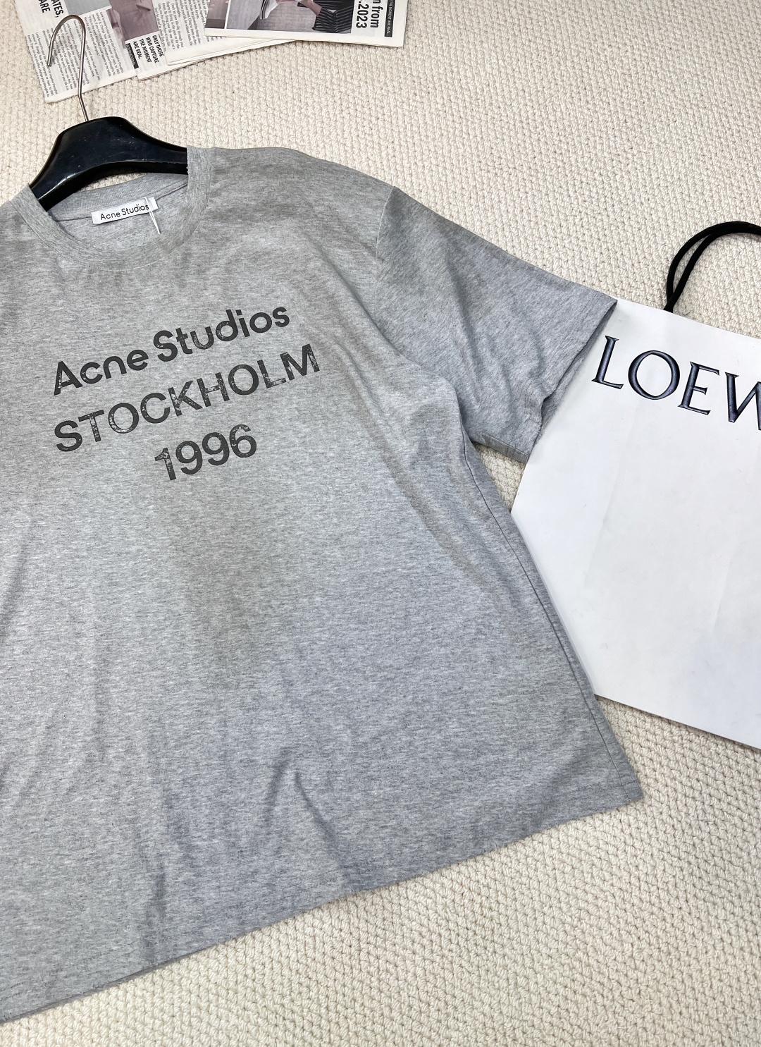 🆕夏季新款 Acne经典1996斯德哥尔摩做旧短袖T恤，水洗黑，领口磨破工艺，做旧复古印花，超薄棉面料，