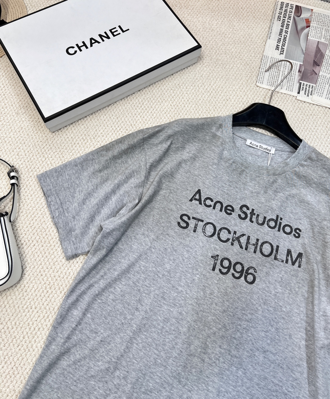 🆕夏季新款 Acne经典1996斯德哥尔摩做旧短袖T恤，水洗黑，领口磨破工艺，做旧复古印花，超薄棉面料，