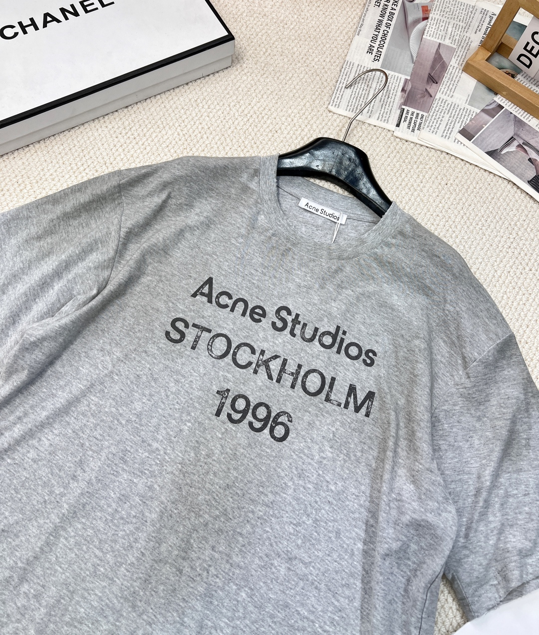 🆕夏季新款 Acne经典1996斯德哥尔摩做旧短袖T恤，水洗黑，领口磨破工艺，做旧复古印花，超薄棉面料，