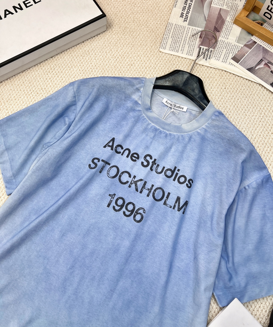 🆕夏季新款 Acne经典1996斯德哥尔摩做旧短袖T恤，水洗黑，领口磨破工艺，做旧复古印花，超薄棉面料，