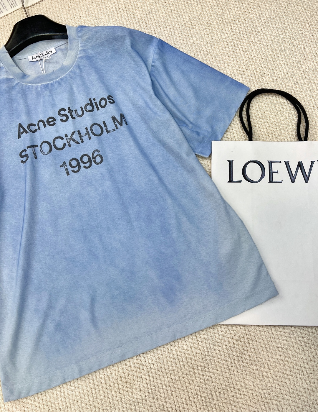 🆕夏季新款 Acne经典1996斯德哥尔摩做旧短袖T恤，水洗黑，领口磨破工艺，做旧复古印花，超薄棉面料，