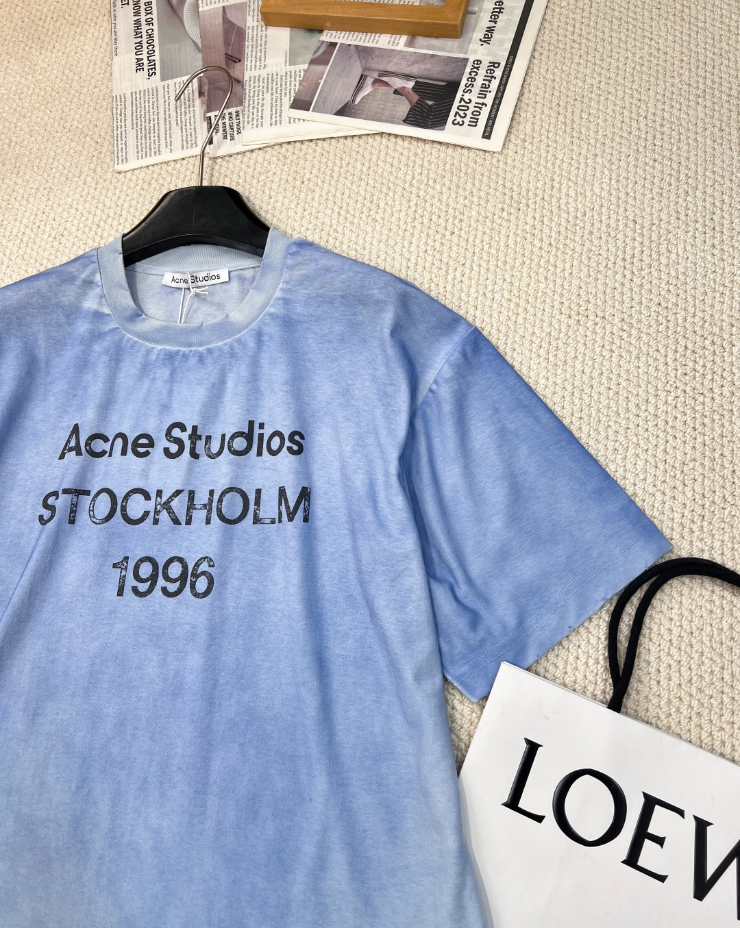 🆕夏季新款 Acne经典1996斯德哥尔摩做旧短袖T恤，水洗黑，领口磨破工艺，做旧复古印花，超薄棉面料，