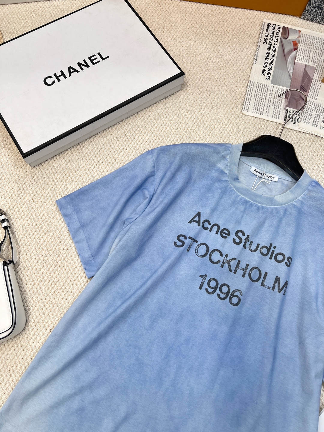 🆕夏季新款 Acne经典1996斯德哥尔摩做旧短袖T恤，水洗黑，领口磨破工艺，做旧复古印花，超薄棉面料，