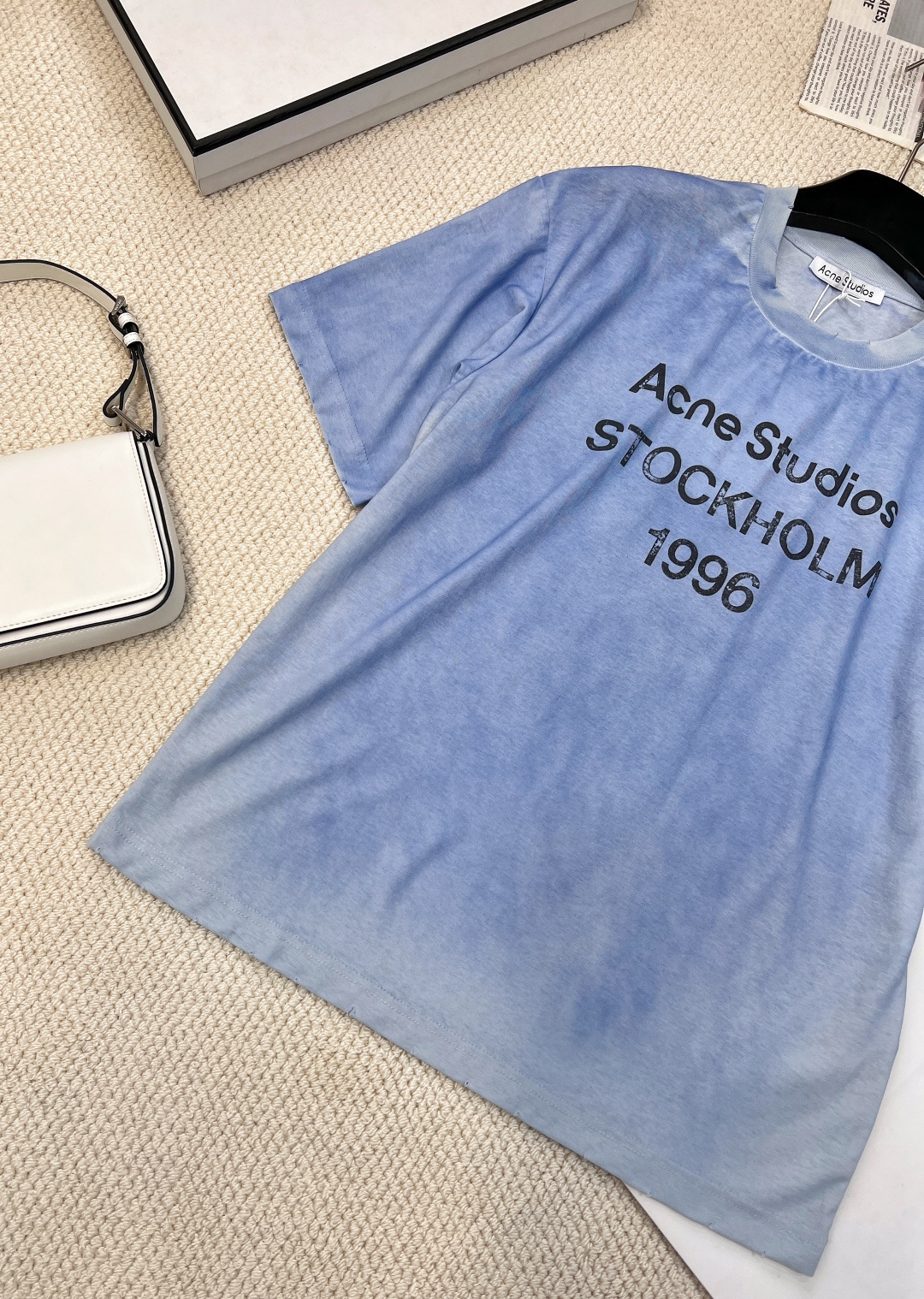 🆕夏季新款 Acne经典1996斯德哥尔摩做旧短袖T恤，水洗黑，领口磨破工艺，做旧复古印花，超薄棉面料，