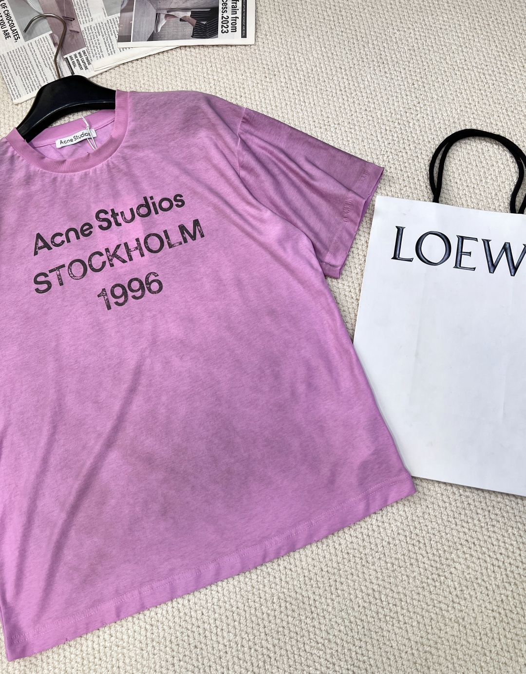🆕夏季新款 Acne经典1996斯德哥尔摩做旧短袖T恤，水洗黑，领口磨破工艺，做旧复古印花，超薄棉面料，