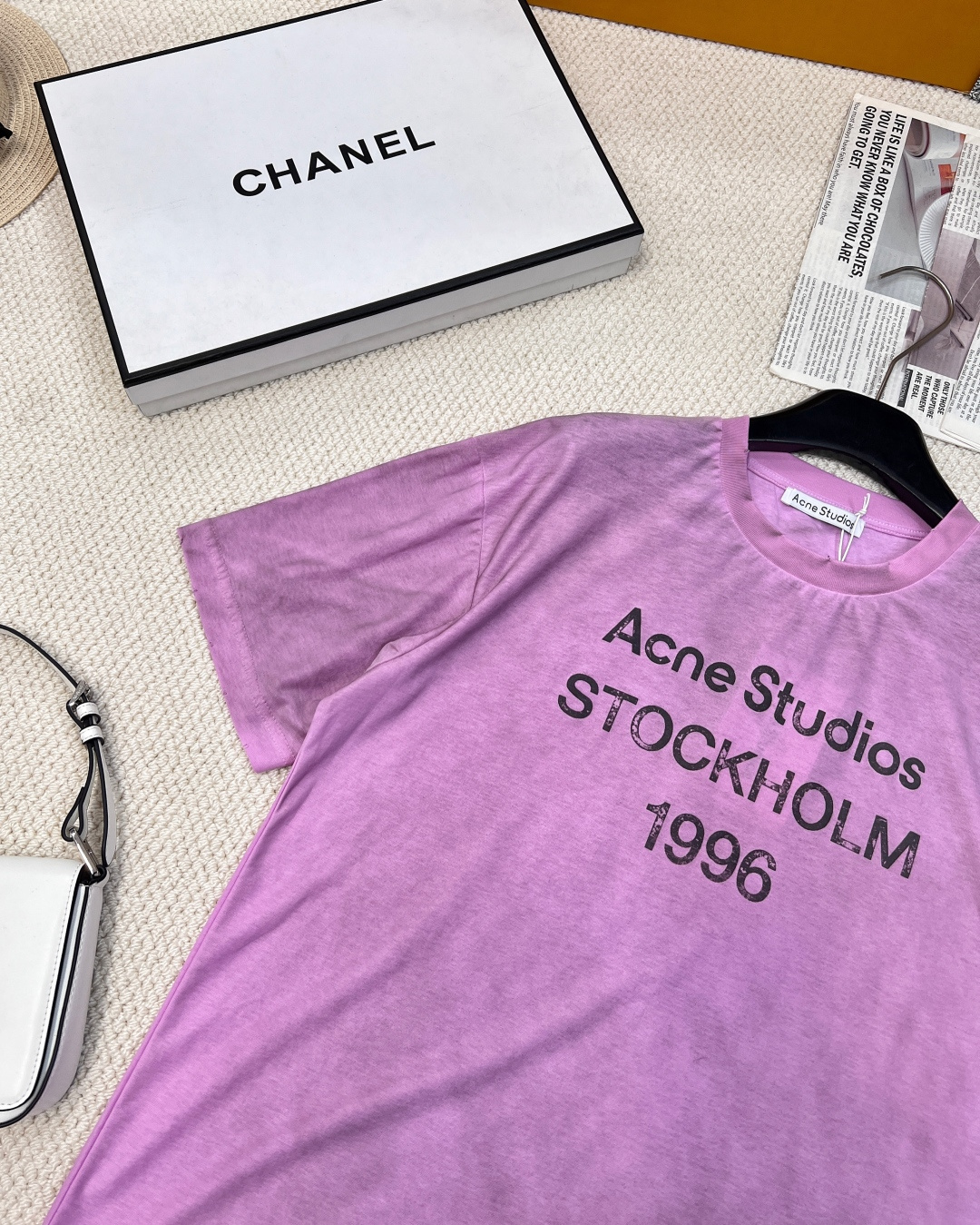 🆕夏季新款 Acne经典1996斯德哥尔摩做旧短袖T恤，水洗黑，领口磨破工艺，做旧复古印花，超薄棉面料，