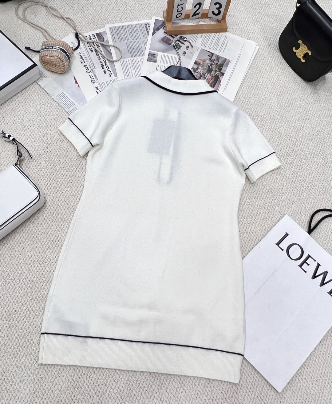 🆕Gucci新款针织短袖连衣裙，定制YB全棉针织材质 舒适软糯 质感十足 翻领短袖连衣裙裁剪 领口作翻折