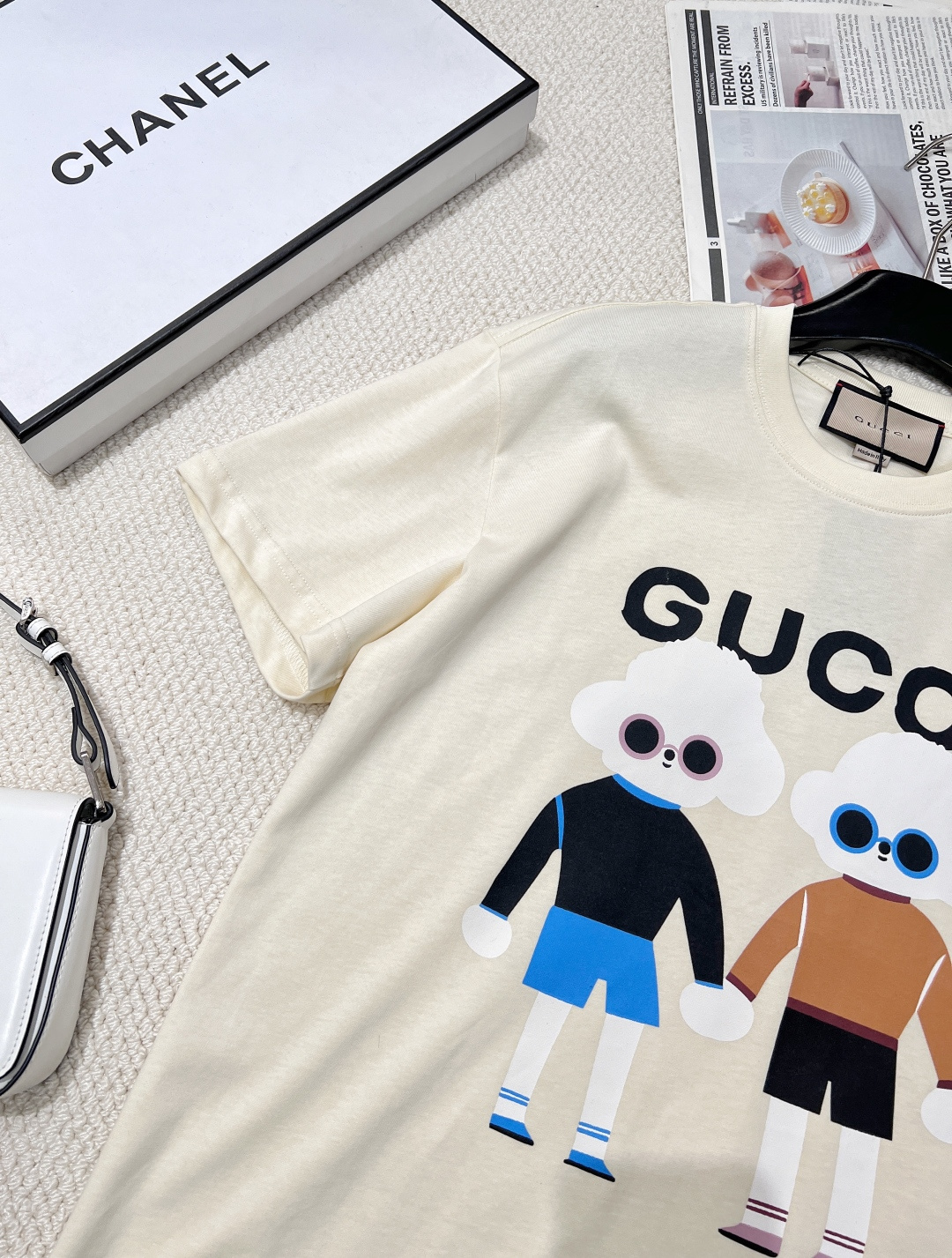 🆕 GUCCI 卡通小狗🐶印花短袖T恤水彩印花可爱帅气又时髦的调调！设计感十足，干净又清爽 满满的青春活