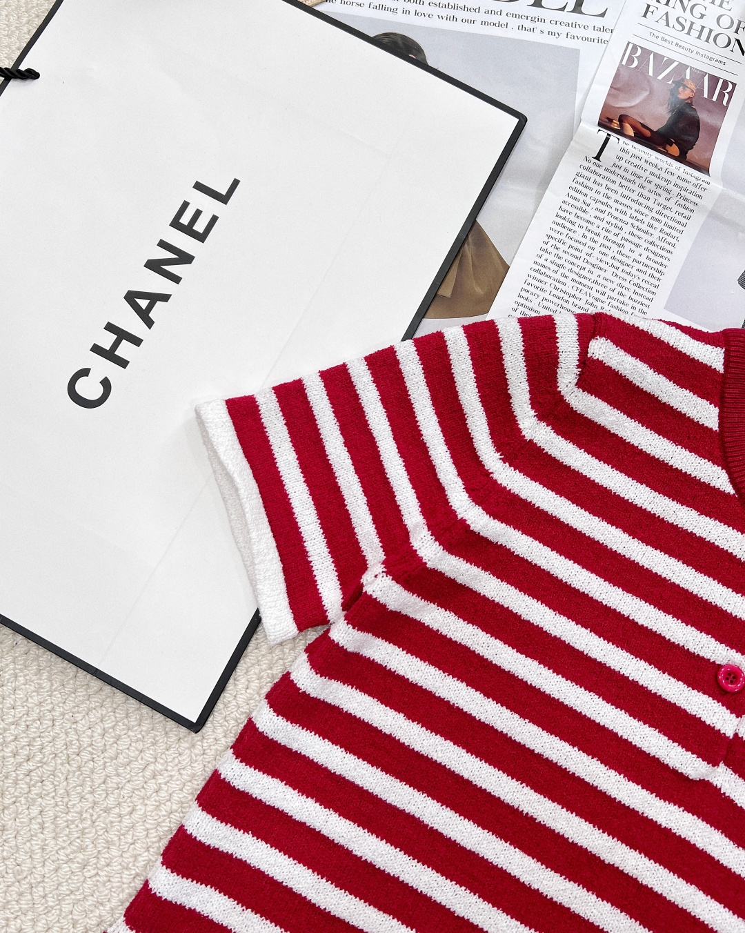 🆕 PRADA 拼色棉质条纹针织Polo领短袖T💗巨巨巨温柔🉑️人的款！上身太好看了、采用德国🇩🇪进口超