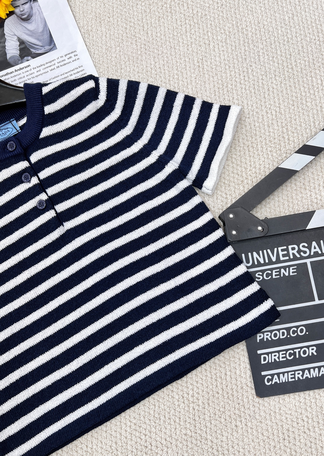 🆕 PRADA 拼色棉质条纹针织Polo领短袖T💗巨巨巨温柔🉑️人的款！上身太好看了、采用德国🇩🇪进口超