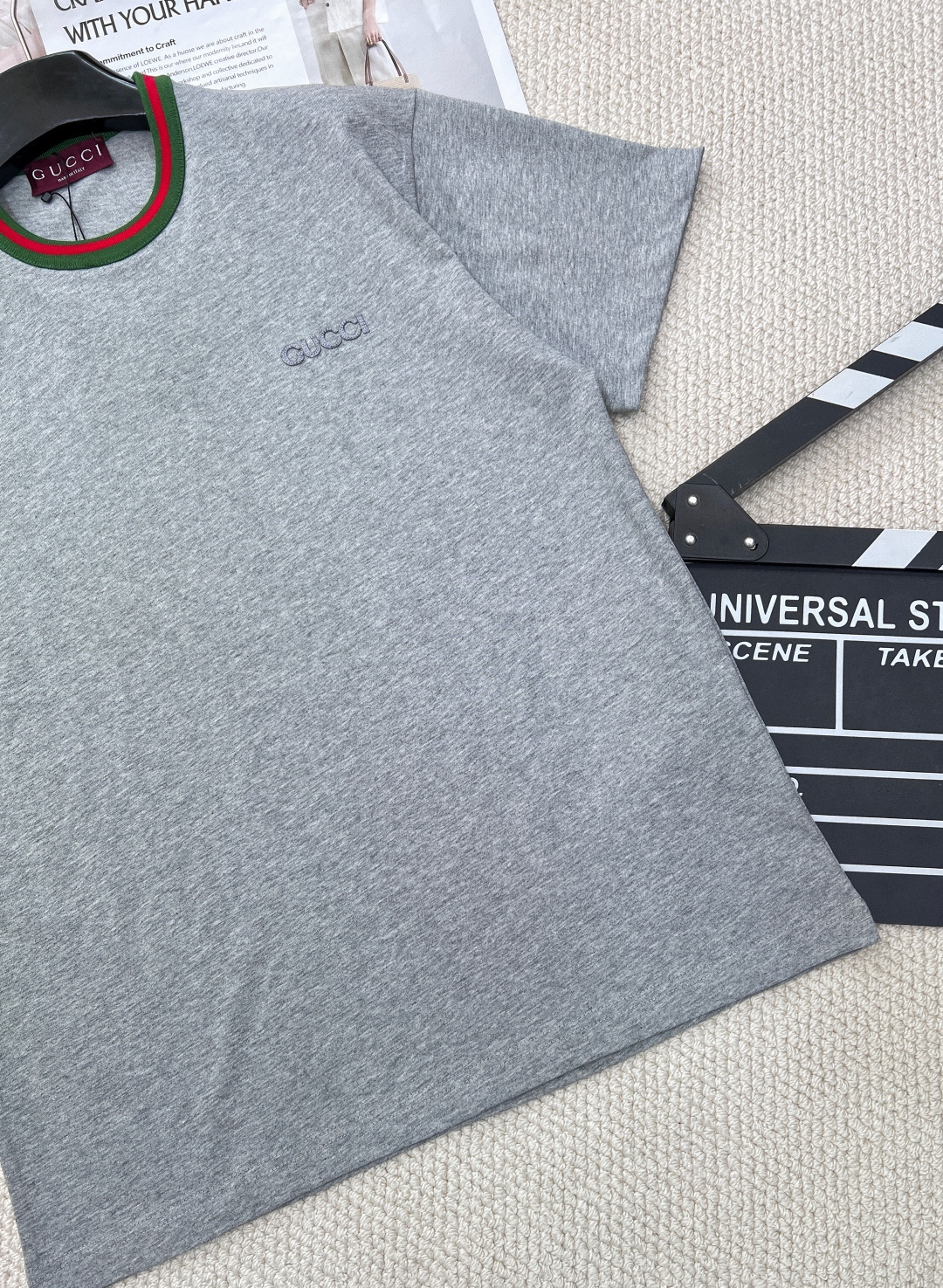 🆕Gucci春夏新款红绿领圆领短袖，采用15S精棉平纹面料，230g。采用精梳工艺处理的棉纤维制成的平纹
