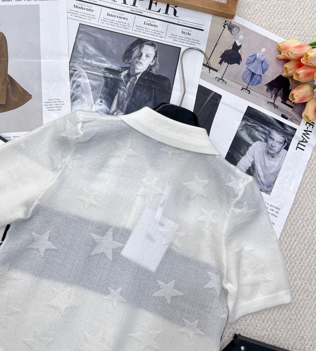 🆕 DIOR 提花暗纹五角星⭐️Polo领针织短袖这个针织短袖深深的俘获了我的心！超正的版型，显肤白的好