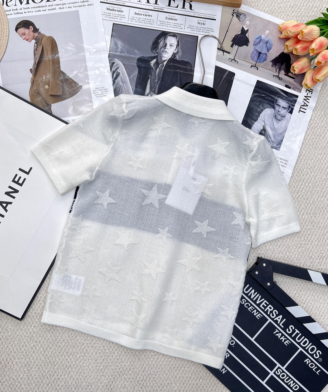 🆕 DIOR 提花暗纹五角星⭐️Polo领针织短袖这个针织短袖深深的俘获了我的心！超正的版型，显肤白的好