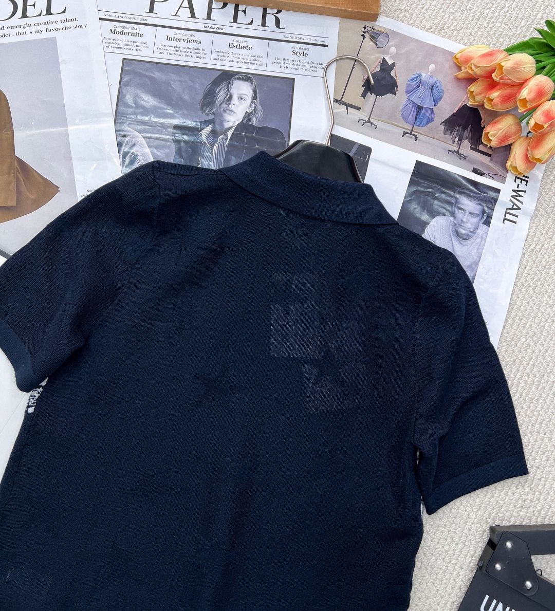 🆕 DIOR 提花暗纹五角星⭐️Polo领针织短袖这个针织短袖深深的俘获了我的心！超正的版型，显肤白的好