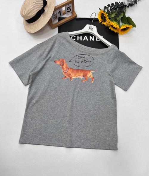 Dachshund Print Slouchy T-Shirt, Off-Shoulder Tee for Women, Daily Wear 1 Dachshund Print Slouchy T-Shirt, Off-Shoulder Tee for Women, Daily Wear